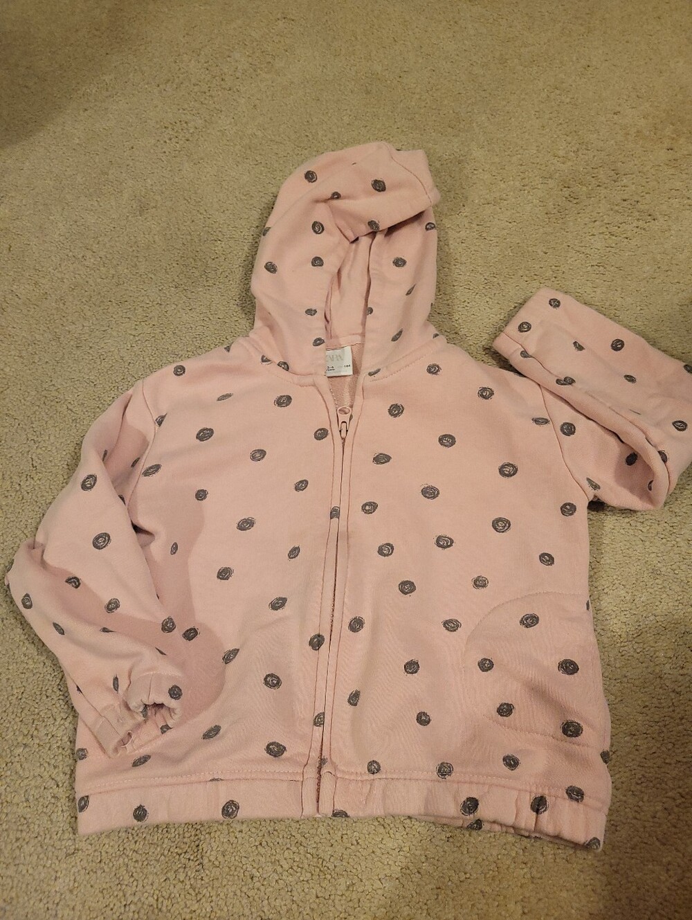 Zara Girls' Pink Polka Dot Zip Hoodie